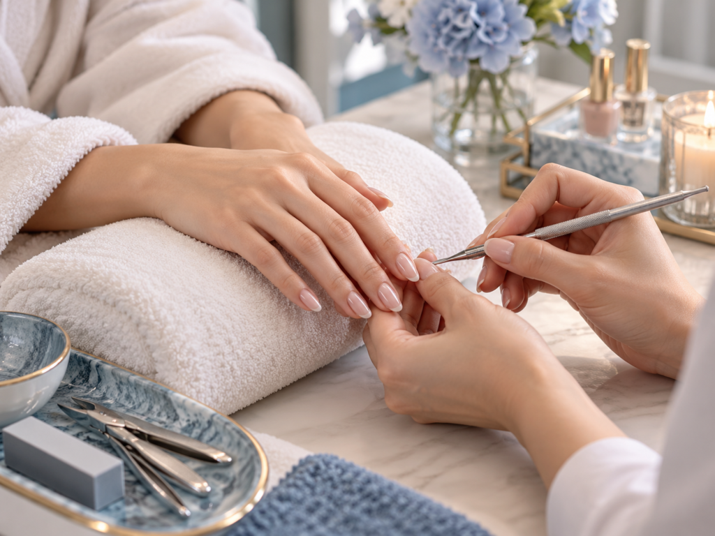 Serene Warmly Lit Spa Nails - Bbonita Mobile Beauty Services